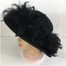 Betmar New York 100% Wool Black Feather Church Lady Hat One Size eb-81443779